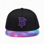 Flat Brim Caps Purple Blue Tie Dye Brim Adjustable Snapback Hat Hip Hop Street Style 3D Embroidered Black Flat Bill Cap