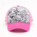 Trucker Caps Children DIY Coloring Doodle Kids Adjustable Trucker Hat Cartoon Girl Line Drawing Adjustable Curved Brim Mesh Baseball Cap