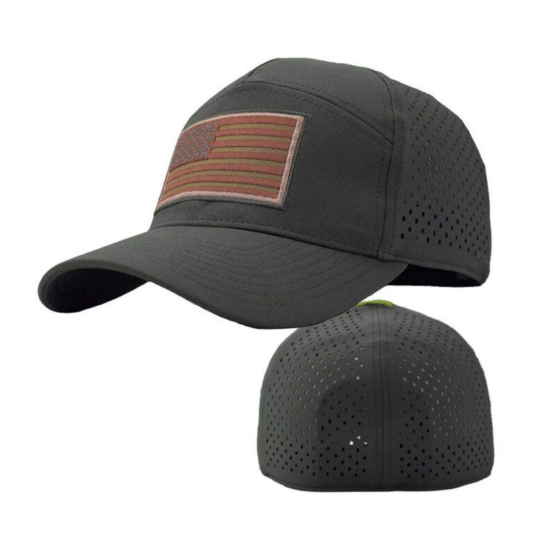 Sports Caps 7 Panel Laser Cut Perforated Ventilated US Embroidered Flag Patch Tactical Baseball Cap Quick Dry Breathable Outdoor Sports Hat