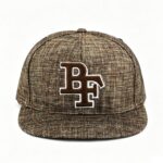 Flat Brim Caps Brown 3D White-Outline BF Embroidered Flat Brim Outdoor Snapback Cap Casual Unisex Hip-Hop Streetwear Adjustable Baseball Hat