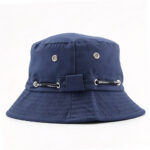 Bucket Hats Navy Blue Adjustable Drawstring Wide Brim Fisherman Hat Breathable Metal Eyelet Vent Sun Protection Sport Hiking Travel Bucket Cap