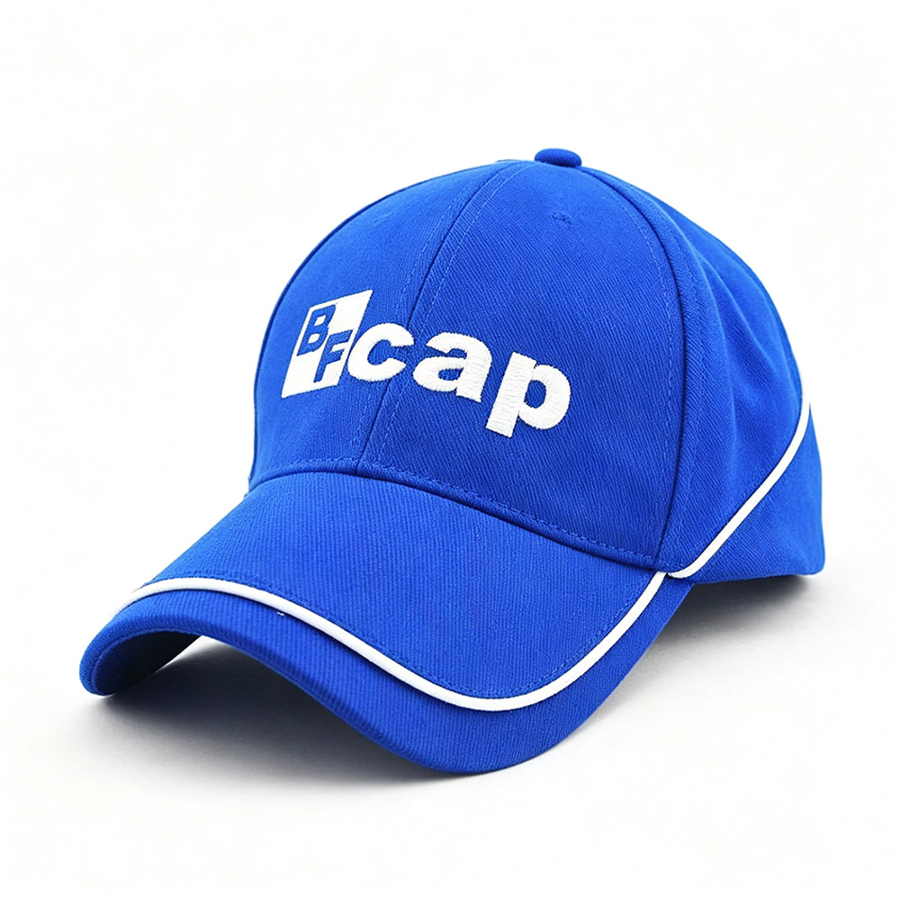 Baseball Caps Royal Blue BFcap Embroidered Adjustable Baseball Cap Casual White Piping Trim Sun Curved Brim Sports Hat