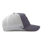 Trucker Caps Grey White Curved Bill Adjustable Trucker Hat Black Square Patch Curved Brim Outdoor Mesh Baseball Cap