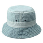 Bucket Hats Vintage Light Blue Washed Denim Travel Beach Outdoor Bucket Cap Unisex Casual Stone Breathable Vent Eyelets Sun Fisherman Hat