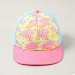 Trucker Caps Girls Pink Floral Print Outdoor Trucker Hat Summer Kids Light Blue Adjustable Mesh Baseball Cap