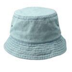 Bucket Hats Vintage Light Blue Washed Denim Travel Beach Outdoor Bucket Cap Unisex Casual Stone Breathable Vent Eyelets Sun Fisherman Hat