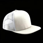 Trucker Caps White Blank Pebbled Faux Leather Breathable Flat Brim Trucker Hat Unisex custom Print Outdoor Mesh Back Adjustable Snapback Cap