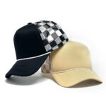 Trucker Caps Foam Checkered Trucker Hat Plaid Blank Rope Curved Brim Adjustable Mesh Baseball Cap