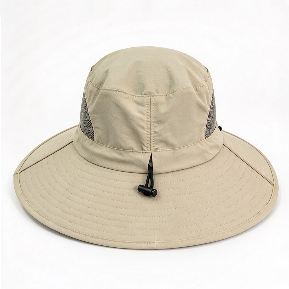 Bucket Hats UPF50+ Side Breathable Mesh Outdoor Ultra Wide Brim Bucket Cap Hiking Camping Adjustable Frishing Hat with Chin Strap