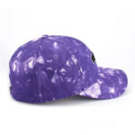 Baseball Caps Purple Tie Dye Flymoon Embroidery Logo Adjustable Brass Buckle Baseball Cap Unisex Trendy Streetwear Outdoor Curved Brim Sports Hat